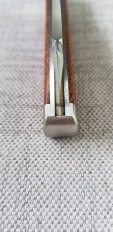 K'roo Custom Sleeveboard. ,3.8" N690 with brut de force  look...Terblan's Beechwood Scales