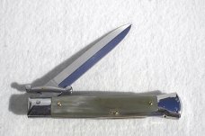 NEW OLD STOCK 1980's ITALIAN STILETTO 9" GENUINE BRAZILIAN HORN SWING GUARD LOCK BACK 