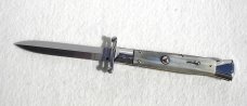 NEW OLD STOCK 1980's ITALIAN STILETTO 9" GENUINE BRAZILIAN HORN SWING GUARD LOCK BACK 