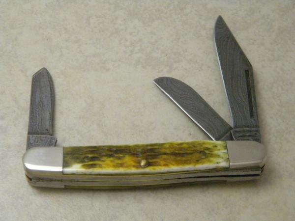 Parker-Edwards Alabama, USA Bone Damascus Stockman Knife Parker-Edwards Alabama, USA Bone Damascus Stockman Knife