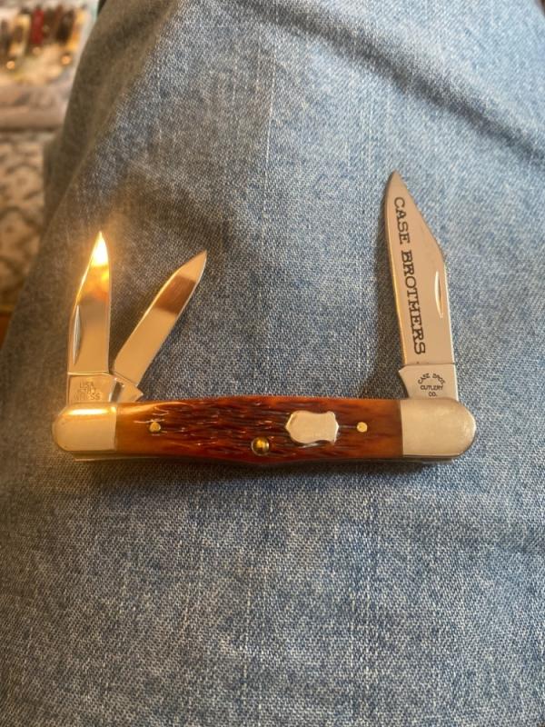 Case Brothers Select Co USA 5383 WH SS Reddish Bone Handle Whittler With Three Stainless Blades Case Brothers Select Co USA 5383 WH SS Reddish Bone Handle Whittler With Three Stainless Blades