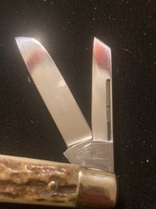 Vintage Hoffritz Germany Thick & Gnarly Stag Hamdle Congress With Four Blades & A Bar Sheild 