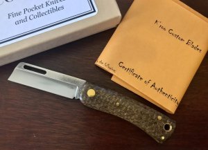 Kroo Chunky Frank, Coffee Bean Bag Micarta Handles, New with Box and Certificate, Willem OKelly 