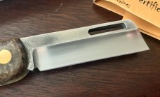 Kroo Chunky Frank, Coffee Bean Bag Micarta Handles, New with Box and Certificate, Willem OKelly Kroo Chunky Frank, Coffee Bean Bag Micarta Handles, New with Box and Certificate, Willem OKelly
