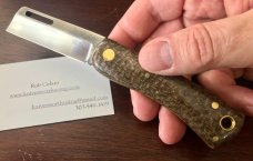 Kroo Chunky Frank, Coffee Bean Bag Micarta Handles, New with Box and Certificate, Willem OKelly Kroo Chunky Frank, Coffee Bean Bag Micarta Handles, New with Box and Certificate, Willem OKelly