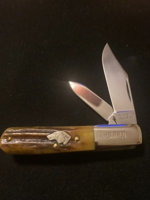 KA-BAR Oleans New York KA-BAR-LO Dog Head Stag With Gnarly Stag Plus Two Blades Never Used Or Carrie