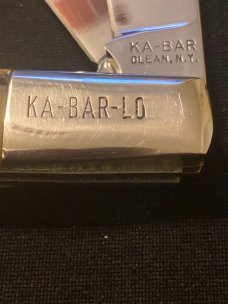 KA-BAR Oleans New York KA-BAR-LO Doghead Fat & Gnarly Stag Handle Knife With Two Blades Near Mint KA-BAR Oleans New York KA-BAR-LO Doghead Fat & Gnarly Stag Handle Knife With Two Blades Near Mint
