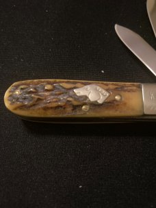 KA-BAR Oleans New York KA-BAR-LO Doghead Fat & Gnarly Stag Handle Knife With Two Blades Near Mint KA-BAR Oleans New York KA-BAR-LO Doghead Fat & Gnarly Stag Handle Knife With Two Blades Near Mint