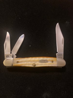 Case XX Bradford PA MCMXCV SC6308 SS Second Cur Bone Handle Whitler With Three Stainless Steel Blade