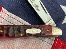 Case xx 1984 Its Only Peanuts Peanut Knife w Peanut Blade Etch w/ Great Red Bone Handles Case xx 1984 Its Only Peanuts Peanut Knife w Peanut Blade Etch w/ Great Red Bone Handles