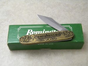Remington UMC USA Eliphalet Remington II 18890 Brass Pen Knife in Box