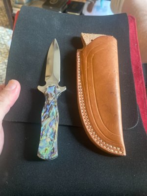 Don Seals Custom Western USA W75 G Small Boot Knife  With Custom Paua Abablone Handles With Sheath