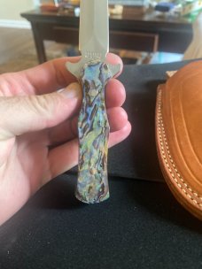 Don Seals Custom Western USA W75 G Small Boot Knife With Custom Paua Abablone Handles With Sheath Don Seals Custom Western USA W75 G Small Boot Knife With Custom Paua Abablone Handles With Sheath