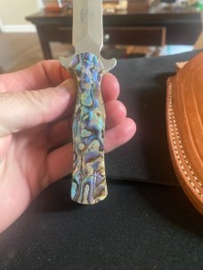 Don Seals Custom Western USA W75 G Small Boot Knife With Custom Paua Abablone Handles With Sheath Don Seals Custom Western USA W75 G Small Boot Knife With Custom Paua Abablone Handles With Sheath