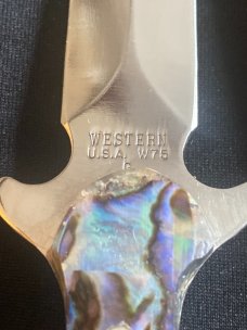 Don Seals Custom Western USA W75 G Small Boot Knife With Custom Paua Abablone Handles With Sheath Don Seals Custom Western USA W75 G Small Boot Knife With Custom Paua Abablone Handles With Sheath
