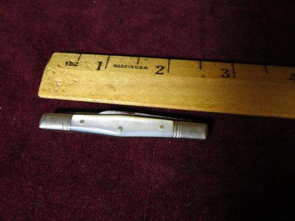 Antique W. K. Co. Germany 2 Blade Mother of Peral Pocket Knife w/Trademark Crossed Ax & Flag w/3 X's Antique W. K. Co. Germany 2 Blade Mother of Peral Pocket Knife w/Trademark Crossed Ax & Flag w/3 X's