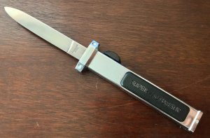 Super Automatic Out The Front, Hard To Find Variation, Marked STAINLESS STEEL, Unused 