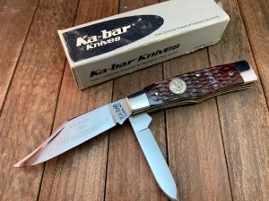 Ka-Bar Gunstock Brown Jigged Bone 1980 Knife Collectors Club 