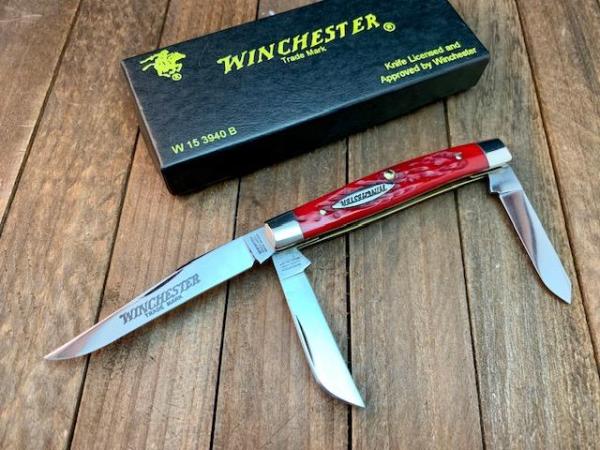 Winchester Small Stockman Red Jigged Bone 1995 Queen Made Winchester Small Stockman Red Jigged Bone 1995 Queen Made