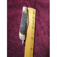 Stainless Steel Jack Knife Stag Handle Silver Tone Shield Nickle Bolsters and Loop Unbranded 
