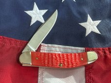 Case xx 2002 Tony Bose Single Blade Sowbelly Knife w/ Red, White & Blue American Flag Shield