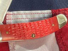 Case xx 2002 Tony Bose Single Blade Sowbelly Knife w/ Red, White & Blue American Flag Shield