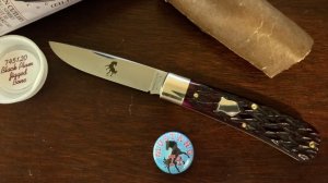 Great Eastern Cutlery Tidioute #745120 Mustang, Black Plum Jigged Bone Handle, New (GEC 74) 