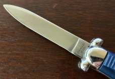 Super Automatic Out The Front, Blue Handle, Hard To Find Variation, Marked STAINLESS STEEL, Unused Super Automatic Out The Front, Blue Handle, Hard To Find Variation, Marked STAINLESS STEEL, Unused