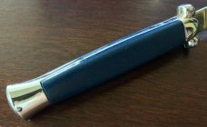 Super Automatic Out The Front, Blue Handle, Hard To Find Variation, Marked STAINLESS STEEL, Unused Super Automatic Out The Front, Blue Handle, Hard To Find Variation, Marked STAINLESS STEEL, Unused