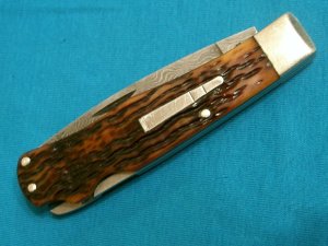 REMINGTON USA SILVER BULLET DAMASCUS TRAPPER 2011 R1123LD FOLDING JACK POCKET KNIFE KNIVES OLD