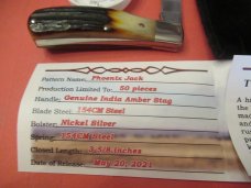 Tuna Valley Phoenix Jack Genuine India Amber Stag W/154CM  1 of 50 