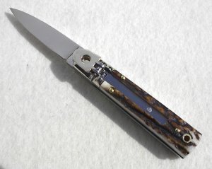 NEW A.G.A. CAMPOLIN MANIAGO ITALY CLASSIC 6" SLIMLINE LEVERLOCK GENUINE  EUROPEAN STAG