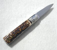 NEW A.G.A. CAMPOLIN MANIAGO ITALY CLASSIC 6" SLIMLINE LEVERLOCK GENUINE  EUROPEAN STAG
