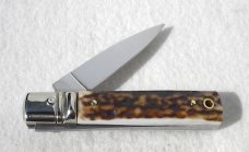 NEW A.G.A. CAMPOLIN MANIAGO ITALY CLASSIC 6" SLIMLINE LEVERLOCK GENUINE  EUROPEAN STAG