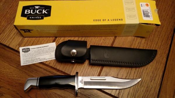 Buck 119 U.S.A. Fixed Blade Hunting Knife W/Black Leather Sheath  NIB