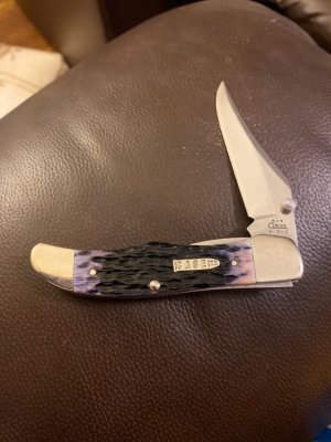 2002 Case XX USA 61265LC SS Purple Haze Mid Folding Hunter With Thumb Assits & Pocket Clip & 1 Blade