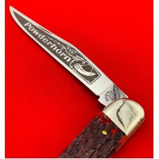 ROBT KLASS “Powderhorn” Texas Toothpick Pocket Knife c.1984 Red Jigged Bone #320 ROBT KLASS “Powderhorn” Texas Toothpick Pocket Knife c.1984 Red Jigged Bone #320
