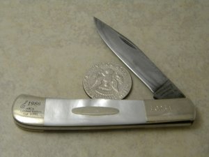 Parker Edwards Pearl Damascus ABCA Lmtd. Edition 1 of 3990 Trapper Knife c.1986