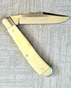 K'roo Custom Warthog Tusk Ivory Clip Slimline, Hawthorne,Knife,NEW,, 3.89", N690 w/ a Saber Grind