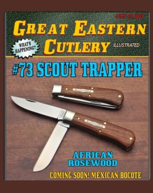 Great Eastern Tidioute 73 Scout Trapper..African Rosewood and 1095..Drop Point and Spey..3.75" closd