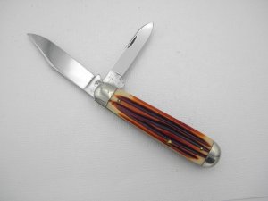 Queen Cutlery #10 burnt orange Jack:  3 5/8” closed, 1960, burnt orange imitation  Winterbotton bone