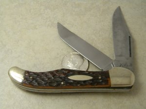 Bulldog Brand "Bull of the Woods" Bone 2 Blade Folding Hunter Knife
