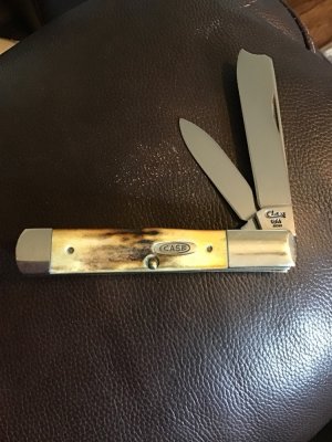 1995 CASE XX USA 5 DOTS 52005 RAZ SS FAT AND GNARLY STAG HANDLE RAZOR WITH SMALL STAINLESS STEEL BLA