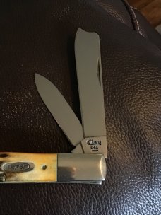 1995 CASE XX USA 5 DOTS 52005 RAZ SS FAT AND GNARLY STAG HANDLE RAZOR WITH SMALL STAINLESS STEEL BLA