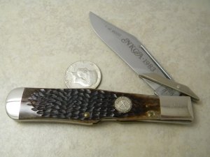 Case XX SS USA 1983 Bone C61050L Coke Bottle Swing Guard Lockback NKCA Club Knife