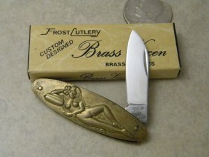 Frost Cutlery Surgical Steel Japan Brass Vixen Pen Knife - NIB