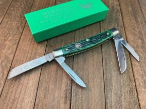 Hen and Rooster Slim Congress Green Jigged Bone Stainless Blades Solingen Germany Made