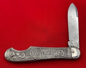 Vintage CLARK BROS GERMANY 1-Blade Easy Open Jack Folding Pocket Knife c.1895-1929 Embossed Metal