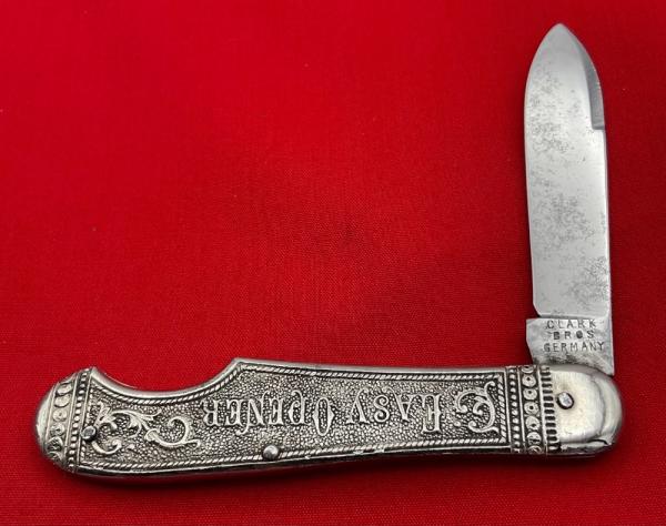 Vintage CLARK BROS GERMANY 1-Blade Easy Open Jack Folding Pocket Knife c.1895-1929 Embossed Metal Vintage CLARK BROS GERMANY 1-Blade Easy Open Jack Folding Pocket Knife c.1895-1929 Embossed Metal