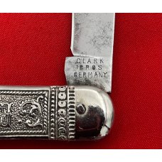Vintage CLARK BROS GERMANY 1-Blade Easy Open Jack Folding Pocket Knife c.1895-1929 Embossed Metal Vintage CLARK BROS GERMANY 1-Blade Easy Open Jack Folding Pocket Knife c.1895-1929 Embossed Metal